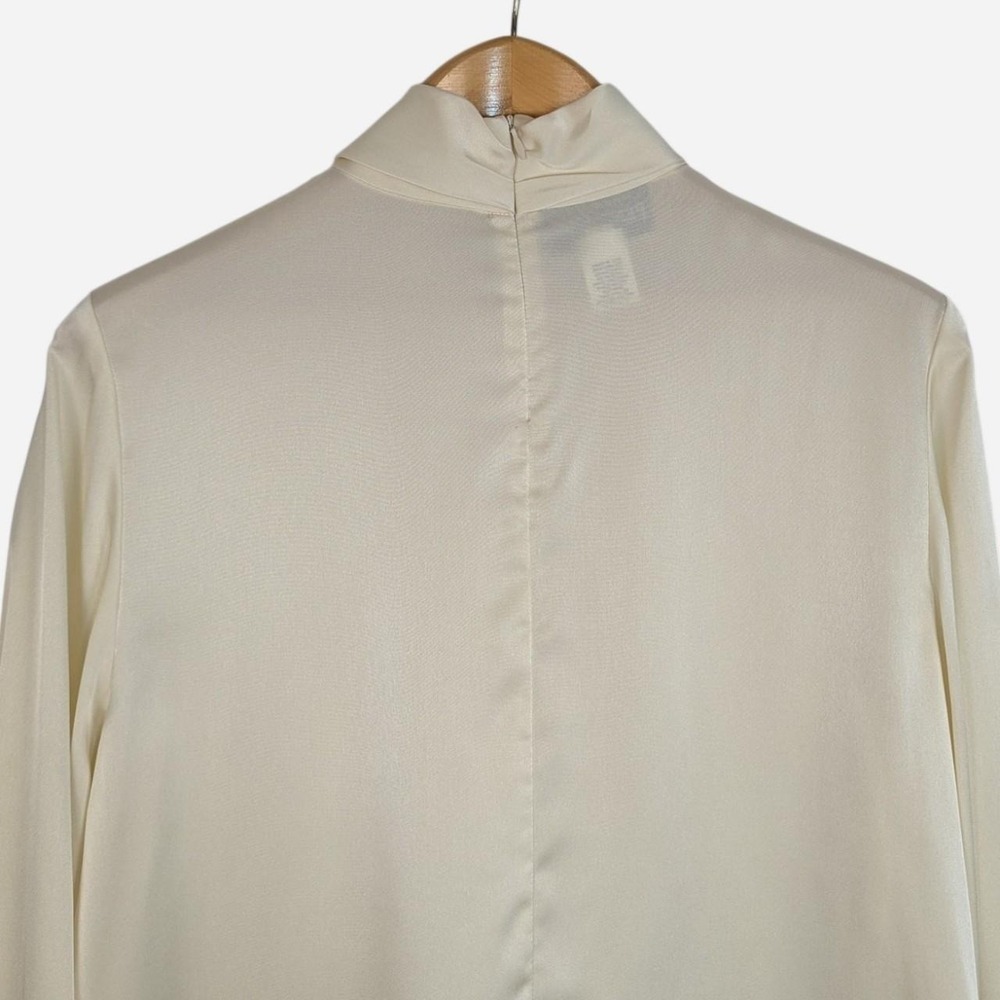 Vintage Pendleton Ivory Satin Draped Cowl Neck Blouse Size 12 - Picture 4 of 7